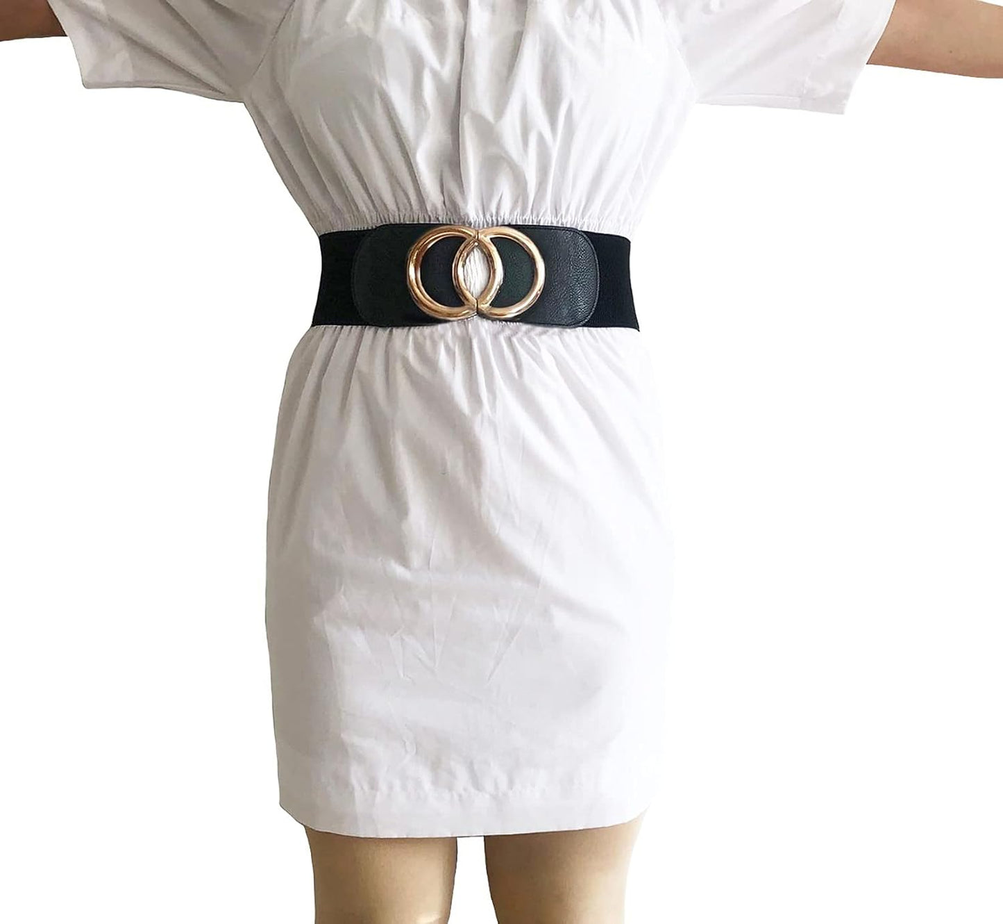 HOTSwtddy Women's Elastic Wide Stretchy Waist Cinch Belt Waistband For Dresses