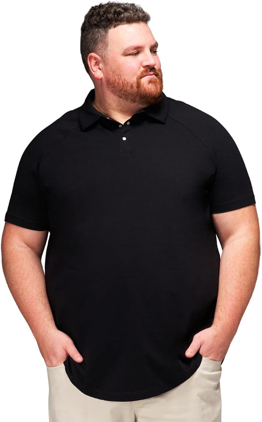 HOTSTRONGSIZE Big and Tall Polo Shirts for Men – Golf Shirt with Snap Buttons | Longer Length Shirt with Curved Hem