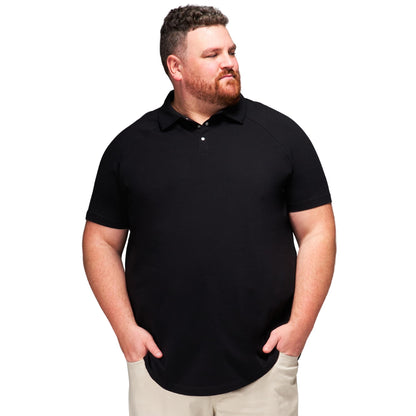 HOTSTRONGSIZE Big and Tall Polo Shirts for Men – Golf Shirt with Snap Buttons | Longer Length Shirt with Curved Hem