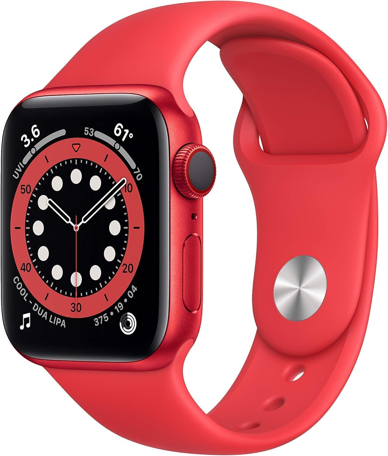 HOTApple Watch Series 6 (GPS, 44mm) - Red Aluminum Case with Red Sport Band (Renewed)