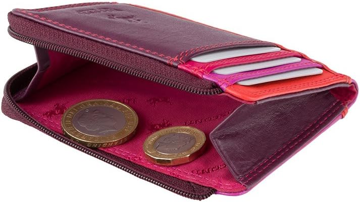 HOTVISCONTI RB110 Phi Phi Womens Leather Slim Zipped ID Credit Card Holder Wallet/Purse (Plum)