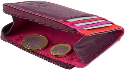 HOTVISCONTI RB110 Phi Phi Womens Leather Slim Zipped ID Credit Card Holder Wallet/Purse (Plum)