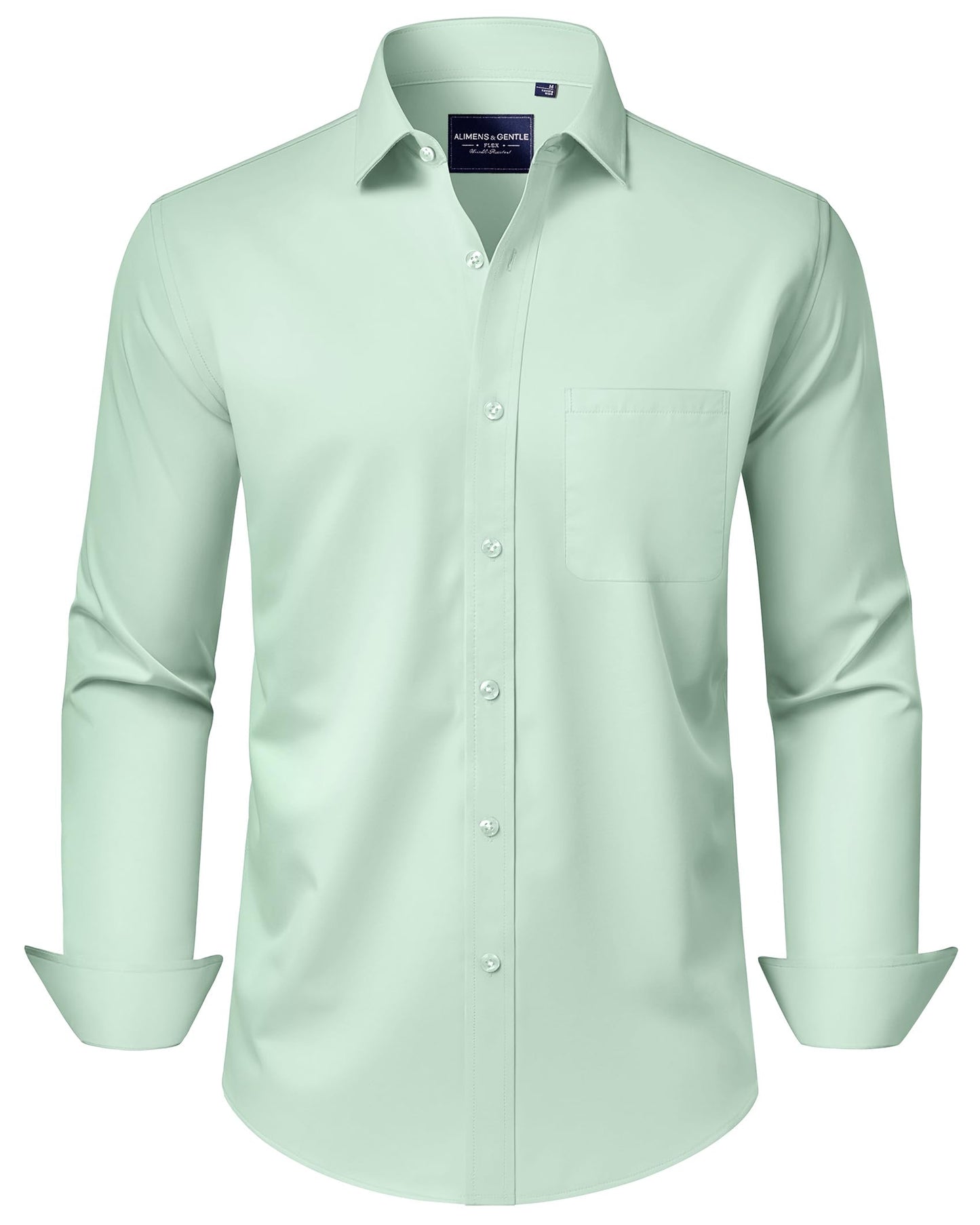 HOTAlimens & Gentle Men's Dress Shirts Long Sleeve Wrinkle-Free Stretch Shirts Solid Formal Button Down Shirt with Pocket