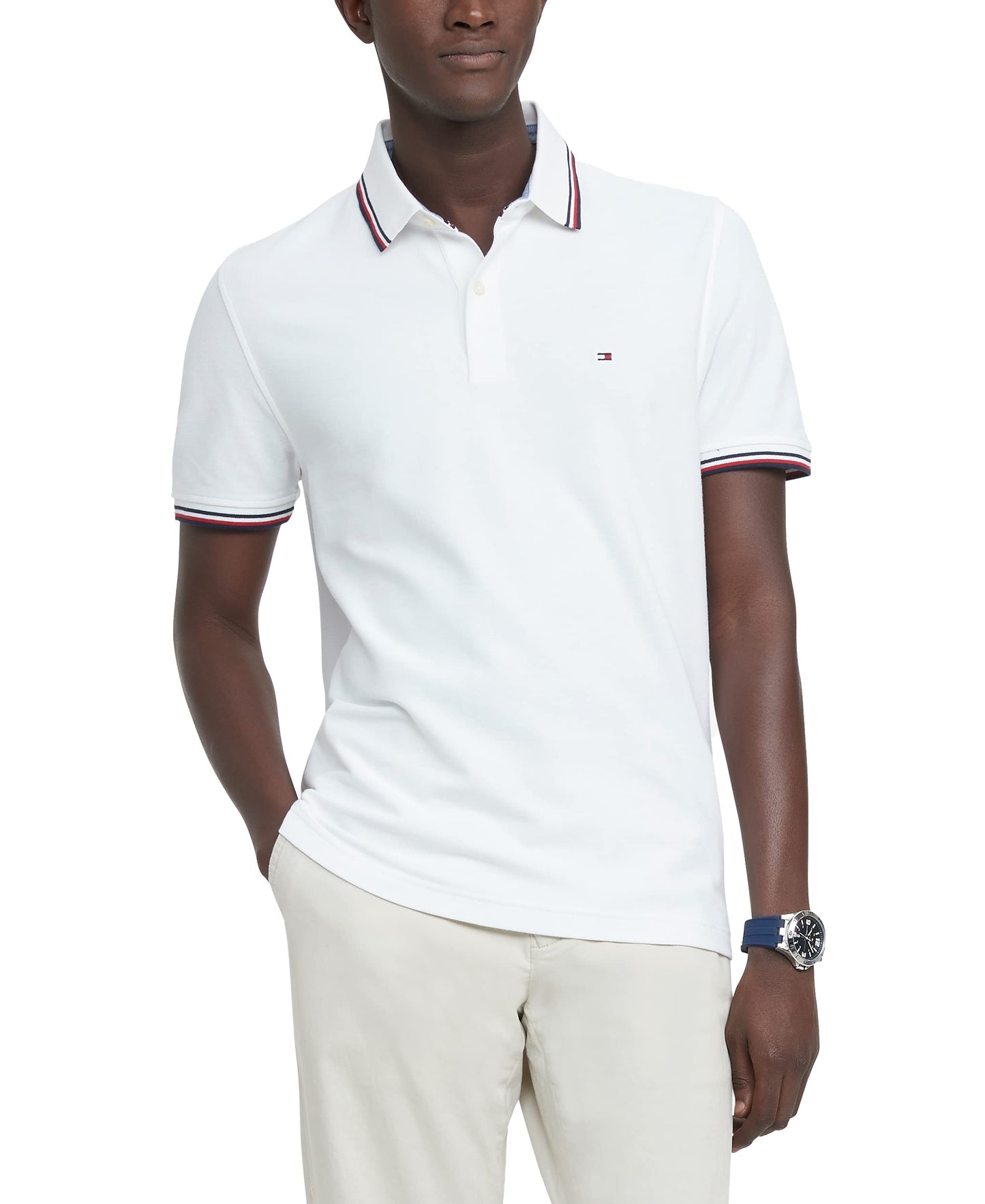 HOTTommy Hilfiger Men's Short Sleeve Moisture Wicking Stretch Polo Shirt With Quick Dry + Uv Protection