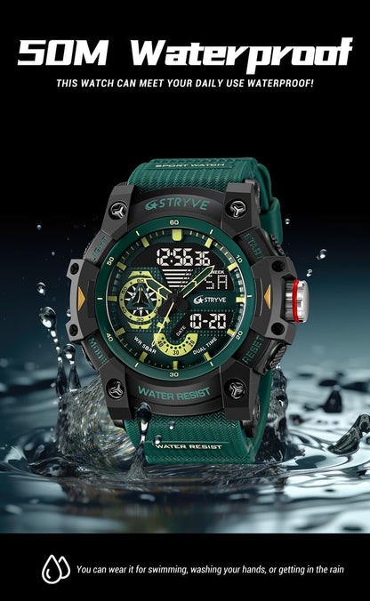 HOTGosasa Men's Large Face Outdoor Sports Watches Military S-Shock Watch Waterproof, Backlight, Alarm, Stopwatch Features - Rugged Wristwatch for Training, Hiking, and Adventure