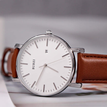HOTBUREI Men Wrist Watches Fashion Minimalist Thin Analog Quartz Waterproof Watches for Men, Refined Gifts for Men, Boyfriend, Husband, Dad