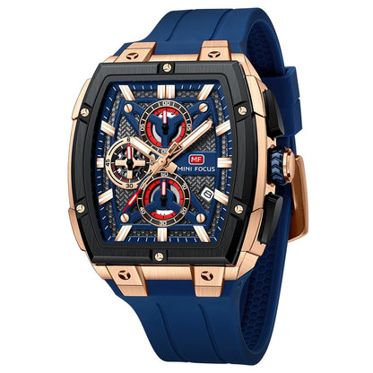 HOTMF MINI FOCUS Men's Watches Analog Fashion Wrist Watch, Skeleton Tonneau Watches for Men with Chronograph,Ideal for Sports Enthusiasts and Daily Wear