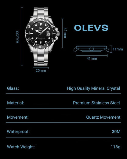 HOTOLEVS Men's Watches with Date, Premium Gold and Silver Stainless Steel Analog Watches for Men, Classic Rotatable Bezel Men's Cuff Watches, Blue/Green/Black Dial
