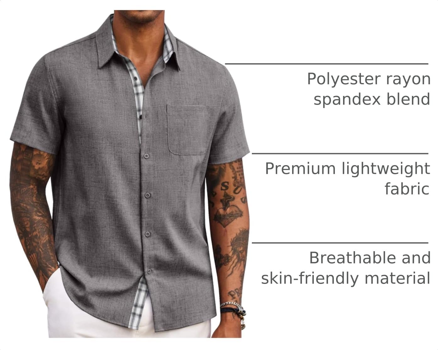 HOTCOOFANDY Men's Button Down Shirts Short Sleeve Casual Summer Beach Vacation Wedding Shirt with Pocket
