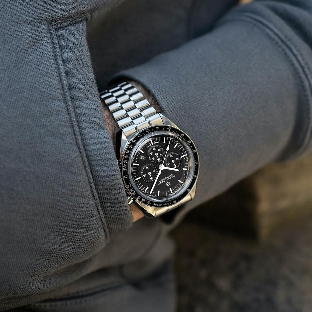 HOTHaiQin Pagani Design 1701 V6 Moon Wristwatch Homage Men's Quartz Chronograph Watches VK63 Movement Stianless Steel Construction 100M Waterproof Fashion Sport Watch