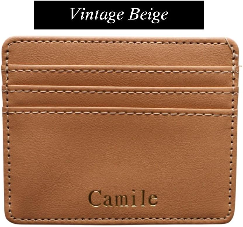 HOTCustom Embossed Cardholder – Personalized Initials or Name Leather Wallets | Slim Wallet with 3 Pockets for IDs and Bank Cards, Monogram Gift