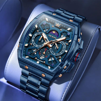 HOTOLEVS Watches for Men Analog Quartz Luxury Diamond Waterproof Chronograph Stainless Steel Big Face Square Date Moon Phase Roman Numeral Dress Mens Watches
