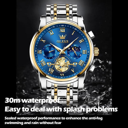 HOTOLEVS Mens Watches Waterproof Stainless Steel Adjustable Bracelet Watch Quartz Analog Watch for Men Fashion Business Classic Mens's Wrist watch's Casual Watches Gold/Blue/Black/White/Face/Dial