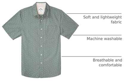 HOTDubinik® Mens Short Sleeve Button Down Shirts 100% Cotton Plaid Men's Casual Button-Down Shirts with Pocket