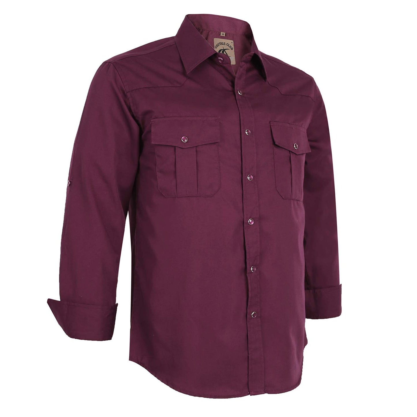 HOTCOEVALS CLUB Men's Western Pearl Snap Button Up Casual Cowboy Long Sleeve Two Pockets Work Shirts