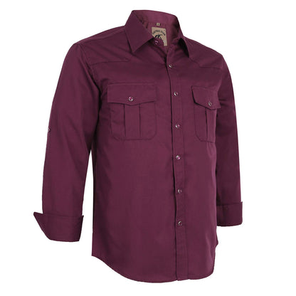 HOTCOEVALS CLUB Men's Western Pearl Snap Button Up Casual Cowboy Long Sleeve Two Pockets Work Shirts