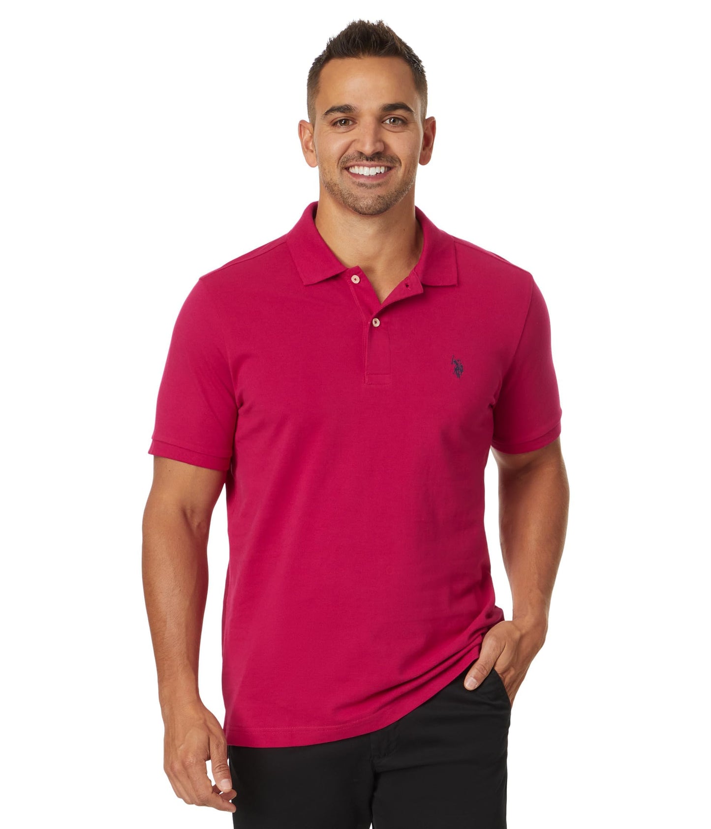 HOTU.S. Polo Assn. Men's Classic Polo Shirt, Two-Button Closure Pique Polo Shirt, Summer Fashion Golf Shirt | Two-Button Closure Pique Polo Shirt, Summer Fashion Golf Shirt