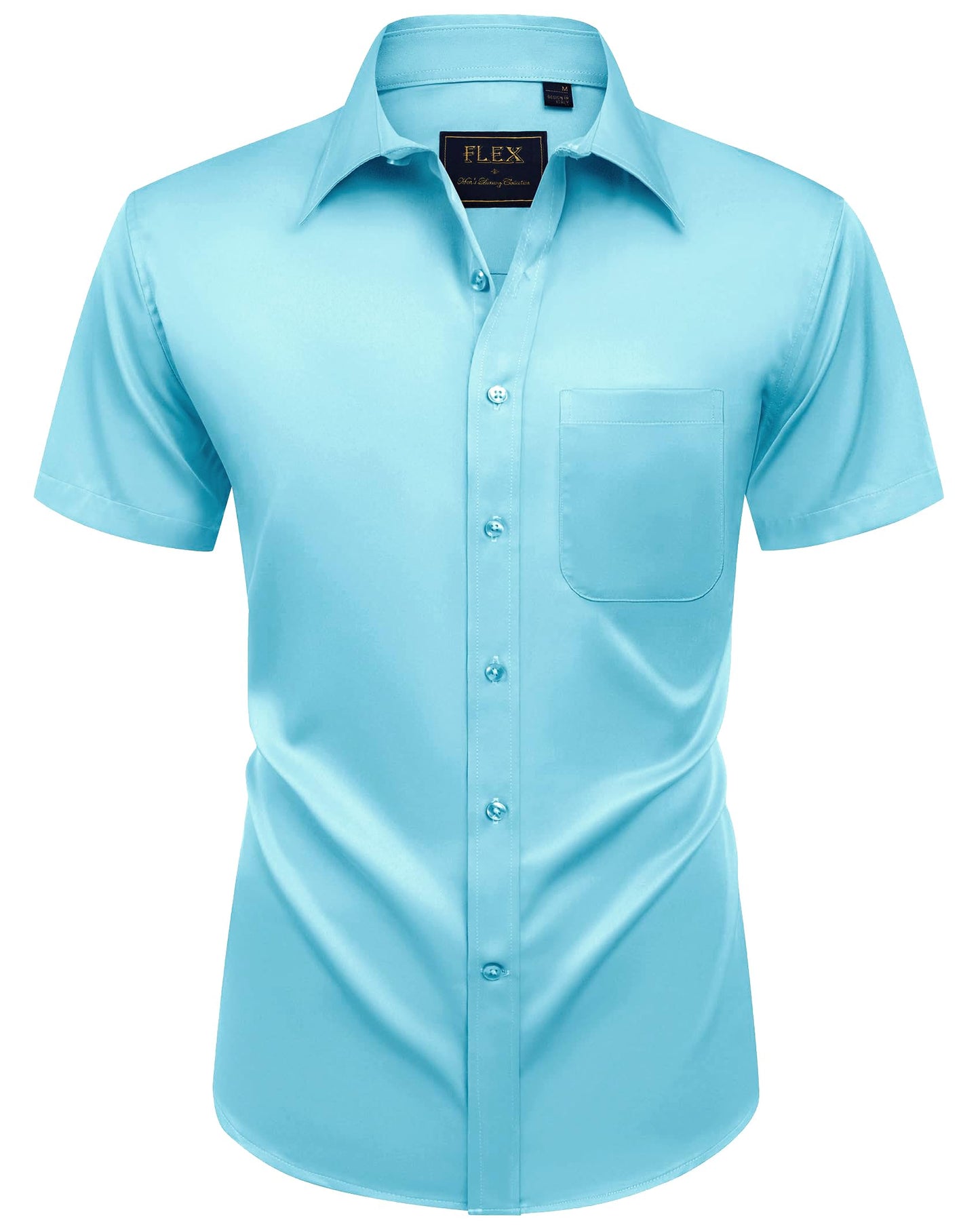HOTAlimens & Gentle Mens Short Sleeve Dress Shirts Wrinkle Free Solid Casual Button Down Shirts with Pocket