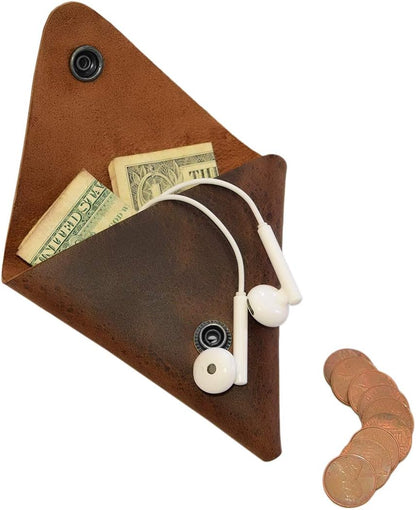 HOTHide & Drink, Leather Triangle Coin Pouch/Wallet/Purse/Case/Holder/SD Cards/USB Flash/Cash/Cords, Handmade :: Bourbon Brown