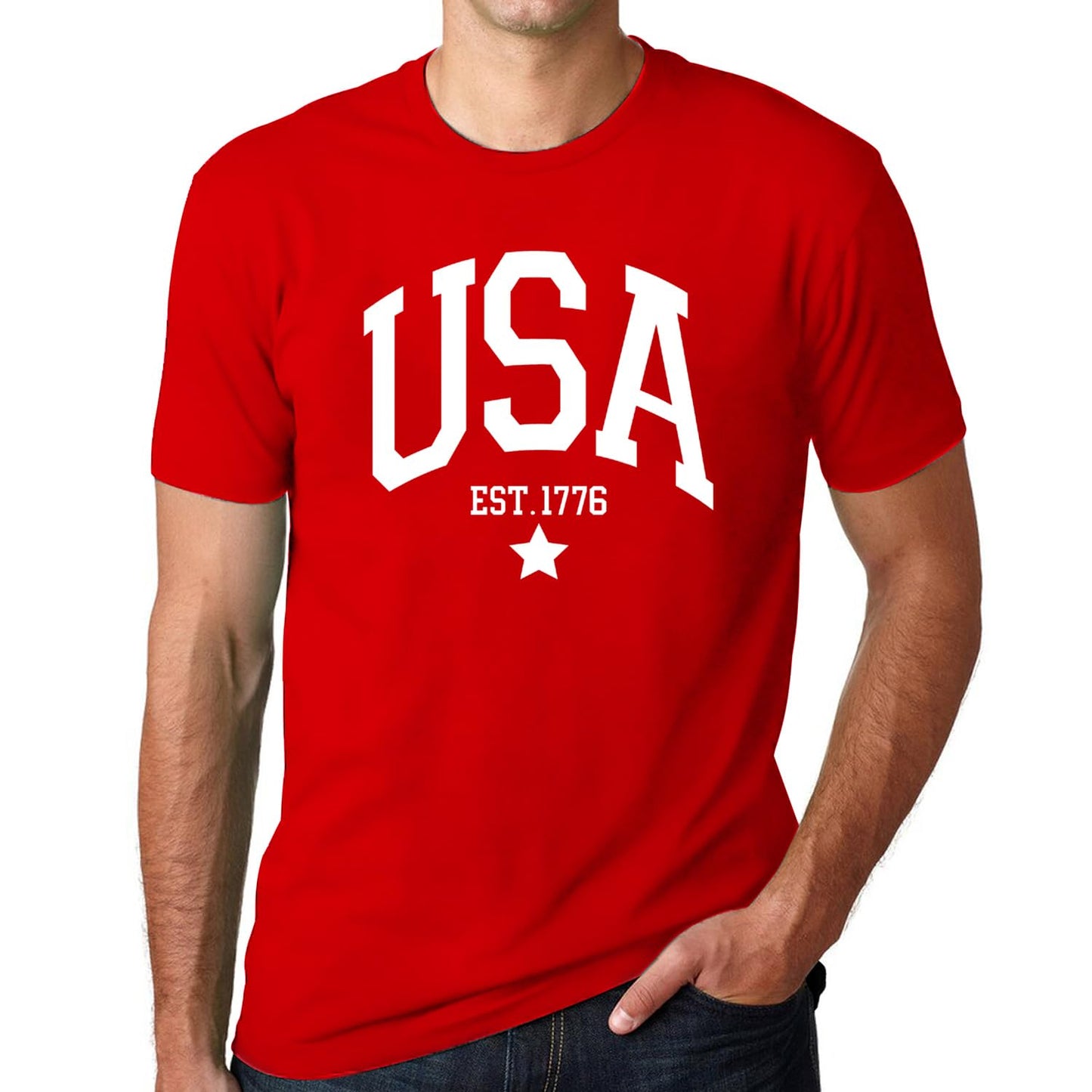 HOTSUWATOIN USA 4th of July Shirts for Men American Flag Short Sleeve Patriotic Independence Day Tee Top