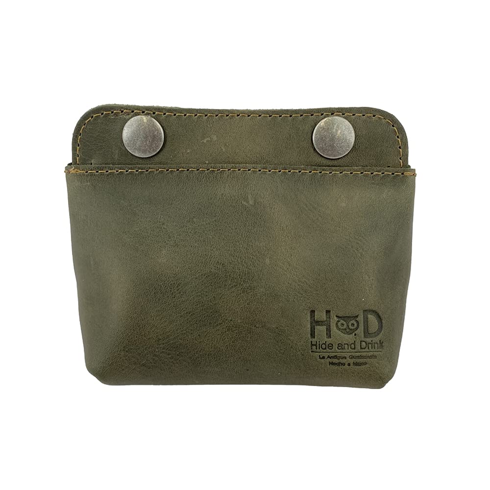 HOTHide & Drink, Leather Double Snap Pouch, Coin Purse, Cash & Card Holder, Cable Organizer, Makeup, Handmade Includes 101 Year Warranty (Single Malt Mahogany)
