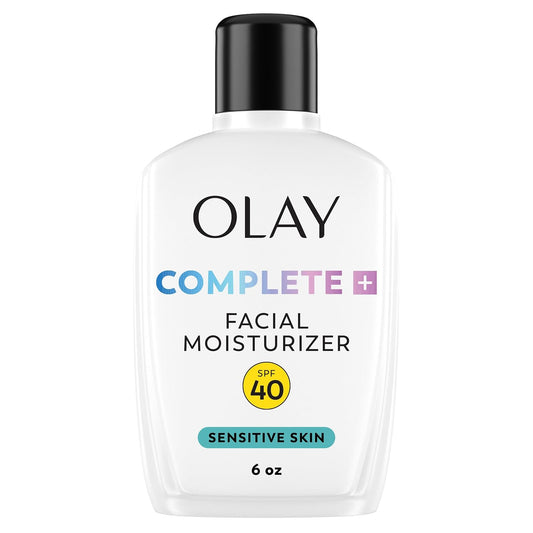 HOTOlay Complete+ Face Moisturizer with Sunscreen SPF 40, For Sensitive Skin, Broad Spectrum Sun Protection, Fragrence-Free - No White Cast on All Tones, Nourishes Moisture Barrier - Ceramides, 6 Oz