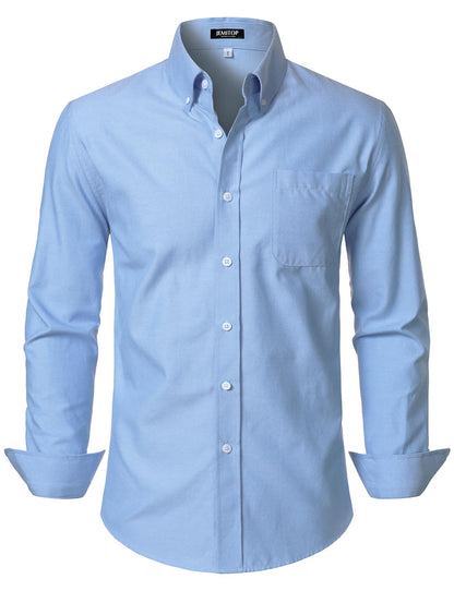 HOTJEMITOP Men's Classic Lightweight Oxford Button Down Collar Shirts Business Casual Long Sleeve Dress Shirt with Pocket