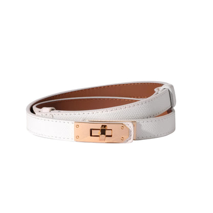 HOTOvekaut Women Skinny Leather Belt Solid Color Alloy Turn Lock Adjustable Waistband for Dresses Jeans Coats