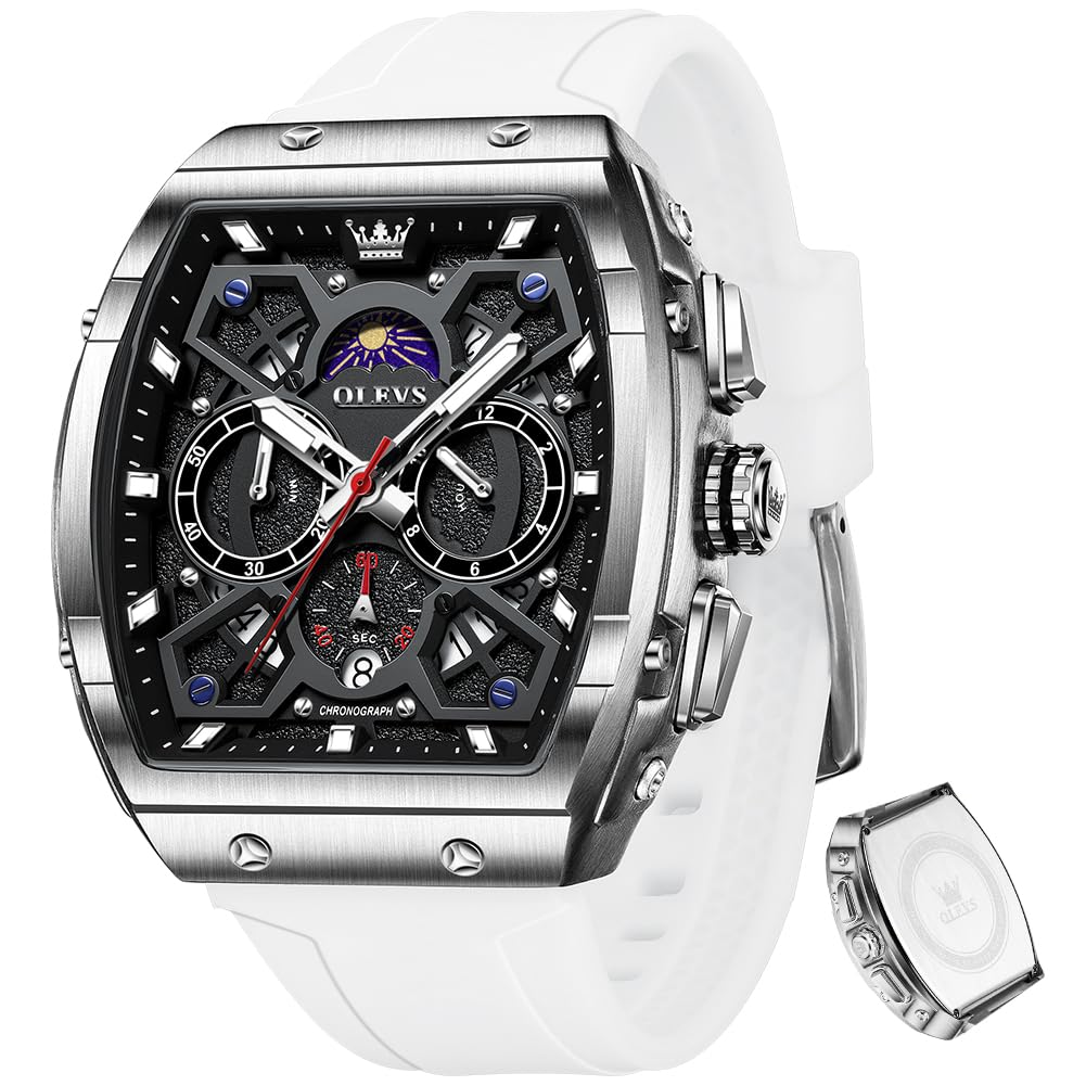 HOTOLEVS Mens Watches Stylish Chronograph Waterproof Luminous Silicon Strap Multifunction Watches for Men Business Men Wrist Watch