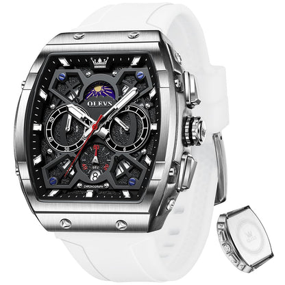 HOTOLEVS Mens Watches Stylish Chronograph Waterproof Luminous Silicon Strap Multifunction Watches for Men Business Men Wrist Watch