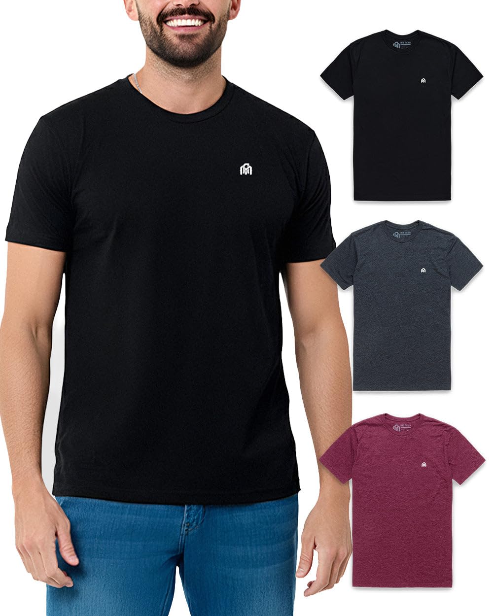 HOTMens T Shirts Soft Cotton Crew Neck Athletic Fit Casual Tees S-4XL | Soft cotton blend casual tee shirts with 4-way stretch - tag-free athletic fit for gym, work & casual wear. A go-to gift.