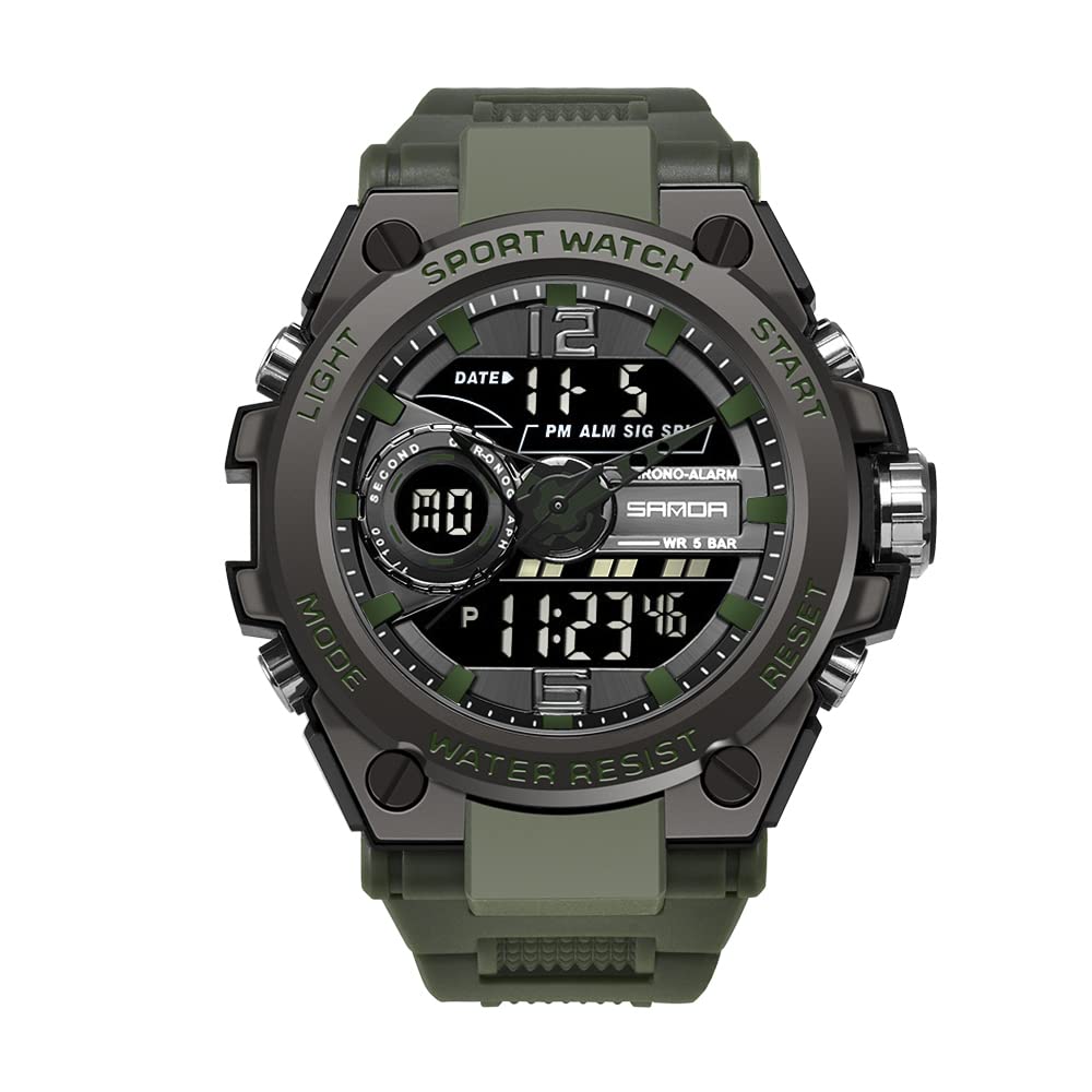 HOTKXAITO Men's Watches Sports Outdoor Waterproof Military Watch Date Multi Function Tactics LED Alarm Stopwatch
