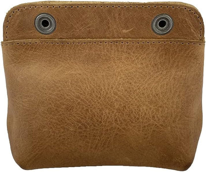 HOTHide & Drink, Leather Double Snap Pouch, Coin Purse, Cash & Card Holder, Cable Organizer, Makeup, Handmade Includes 101 Year Warranty (Single Malt Mahogany)