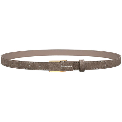 HOTVONMELLI Women Skinny Leather Belt Thin Waist Belt for Women Jeans Dress Fashion Ladies Belt with Gold Buckle