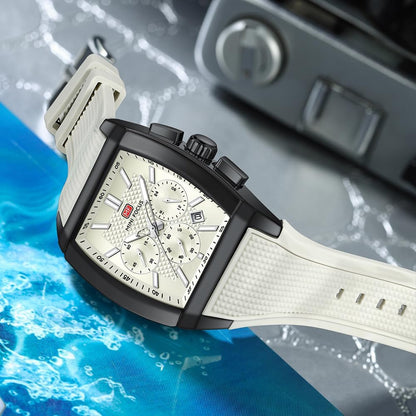 HOTMF MINI FOCUS Men's Watch Analog Fashion Wrist Watch, Tonneau Watch for Men with Chronograph,Ideal for Sports Enthusiasts and Daily Wear