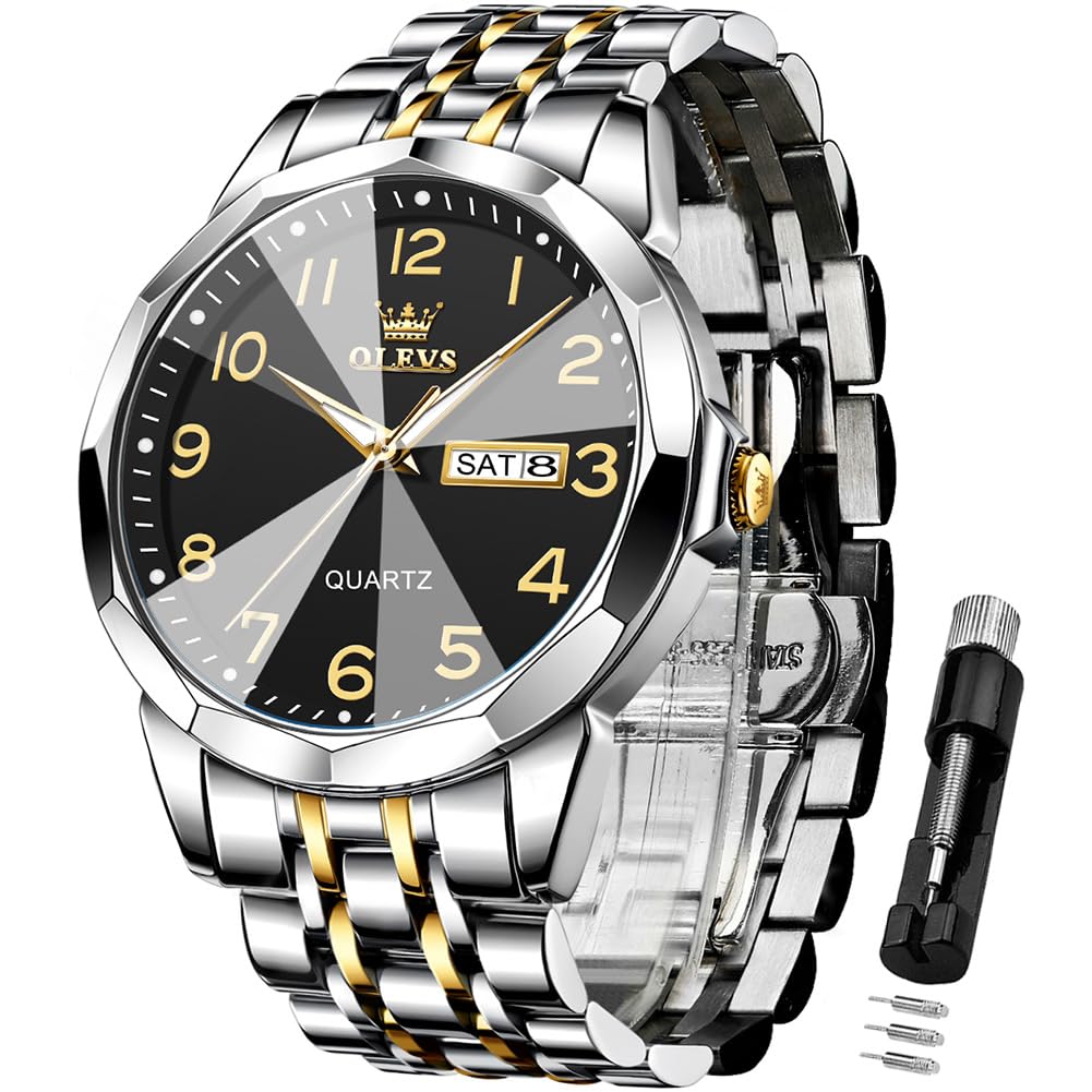 HOTOLEVS Watch for Men Simple Business Dress Analog Stainless Steel Waterproof Luminous Date Easy Read Men Wrsit Watch