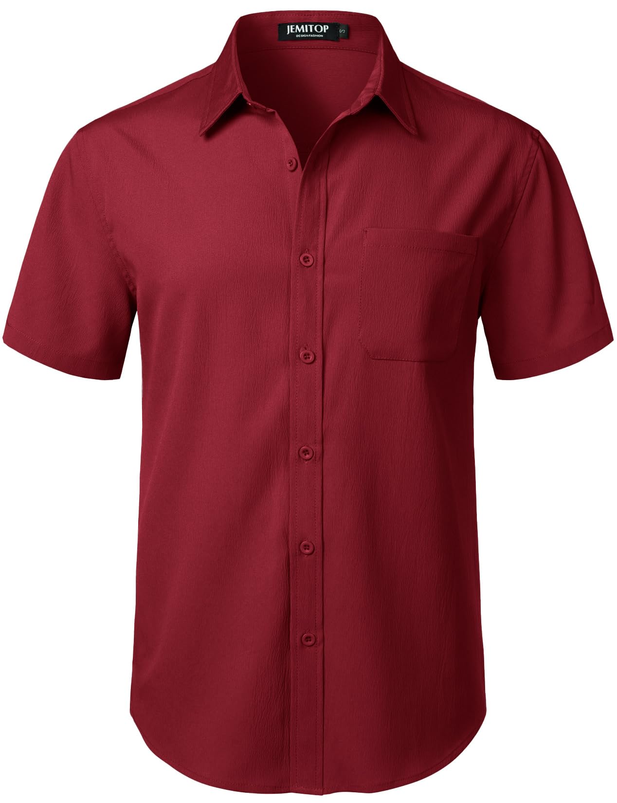 HOTJEMITOP Mens Stretch Wrinkle Free Texture Shirts | Lightweight, Summer, Beach, Stylish, Button Down, Short Sleeve, Casual, Vacation