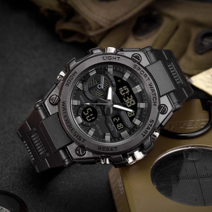 HOTKXAITO Men's Watches Sports Outdoor Waterproof Military Watch Date Multi Function Tactics LED Alarm Stopwatch
