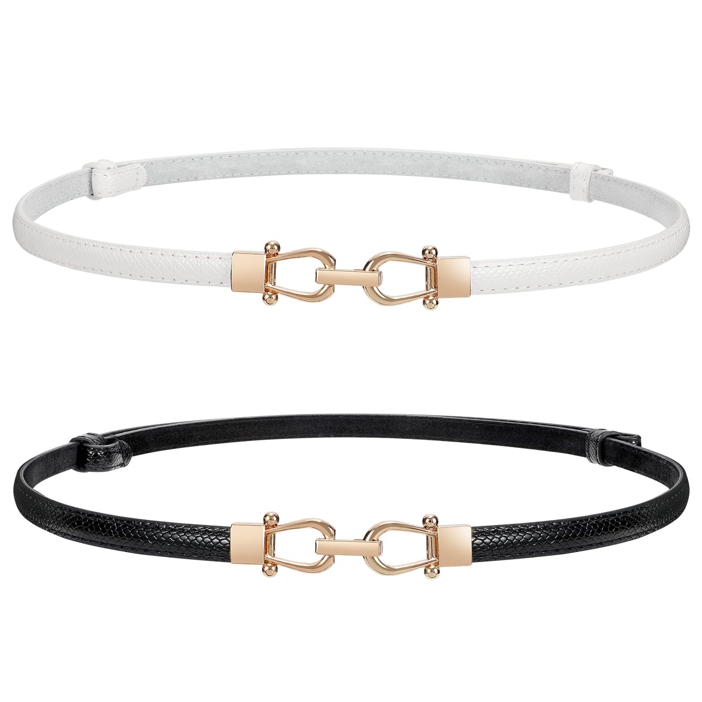 HOTWERFORU Women Classic Leather Belt With Square Gold Silver Buckle For Jeans Pants