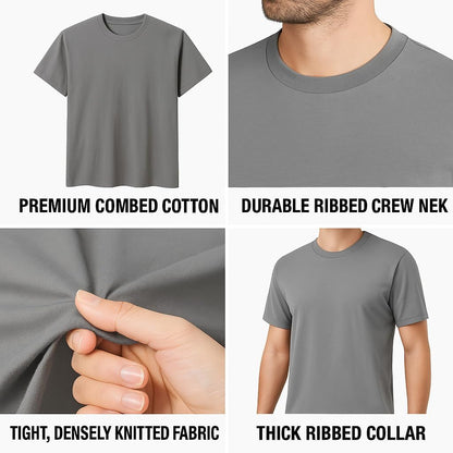 HOT6-Pack Bulk Men’s T-Shirts – Soft Pre-Shrunk Premium Cotton, Short Sleeves, Reinforced Collar, Crew Neck, Casual Fit