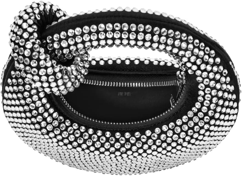 HOTJW PEI Abacus Artificial Crystal Mini Top Handle Bag - Black Quinn Zipped Card Holder