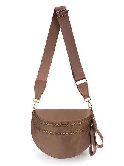 HOTPure Colour Crossbody Bag Bum Bag for Women,Spacious Purse Fanny Packs Belt Bag,Oversized Bum Bag (Colour Bum Bag-Coffee)