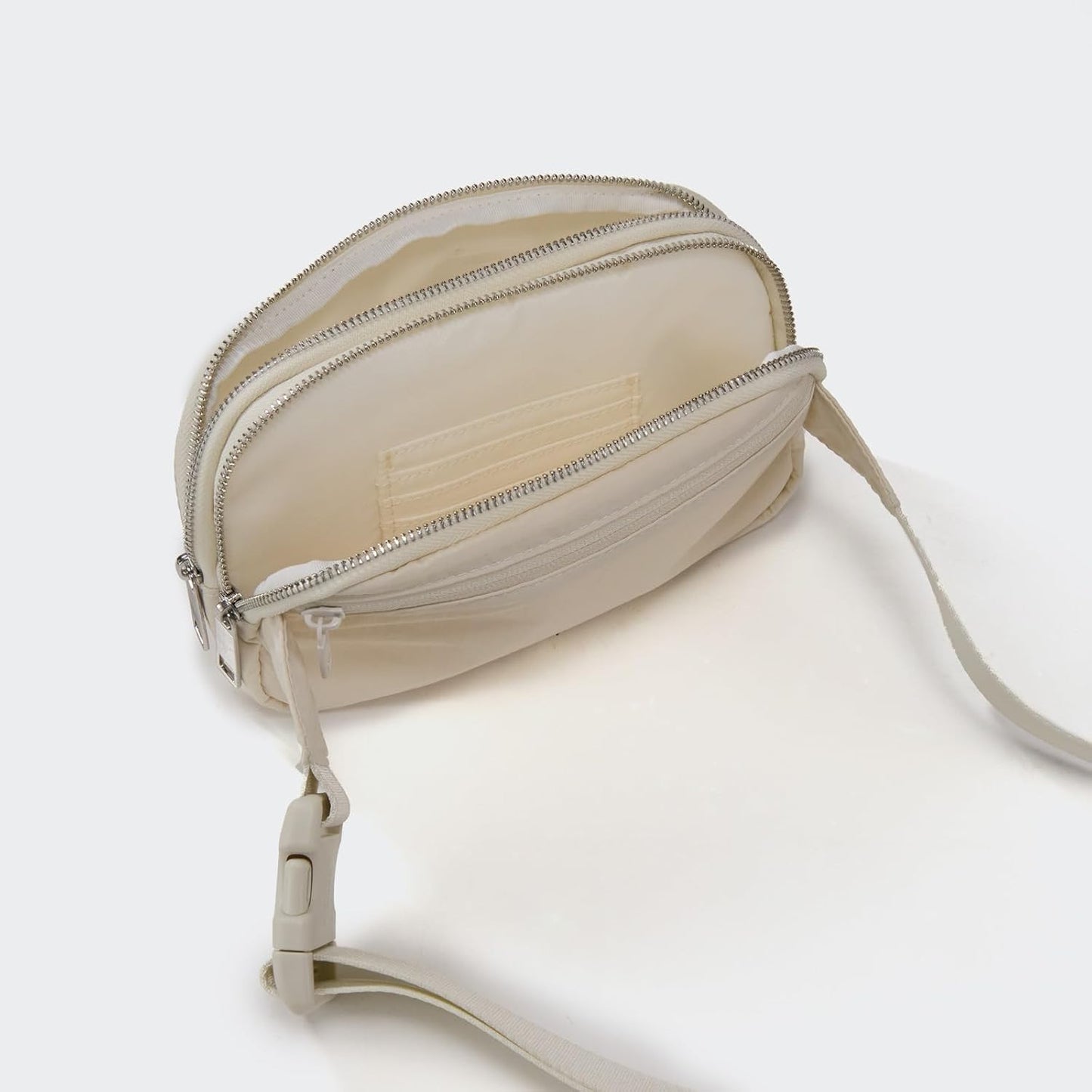 HOTPander Everywhere Belt Bag for Women, 5 Zipper Pockets Nylon Crossbody Fanny Pack Purse (White Opal)