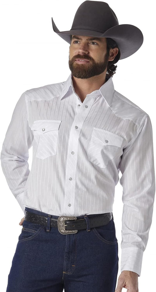 HOTWrangler Men's Sport Western Two Pocket Long Sleeve Snap Shirt
