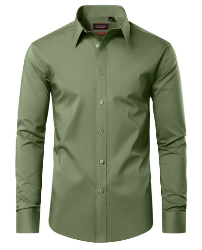 HOTLion Nardo Cotton Mens Dress Shirts Long Sleeve Wrinkle Free Business Casual Button Down Shirts Formal Shirts Big and Tall