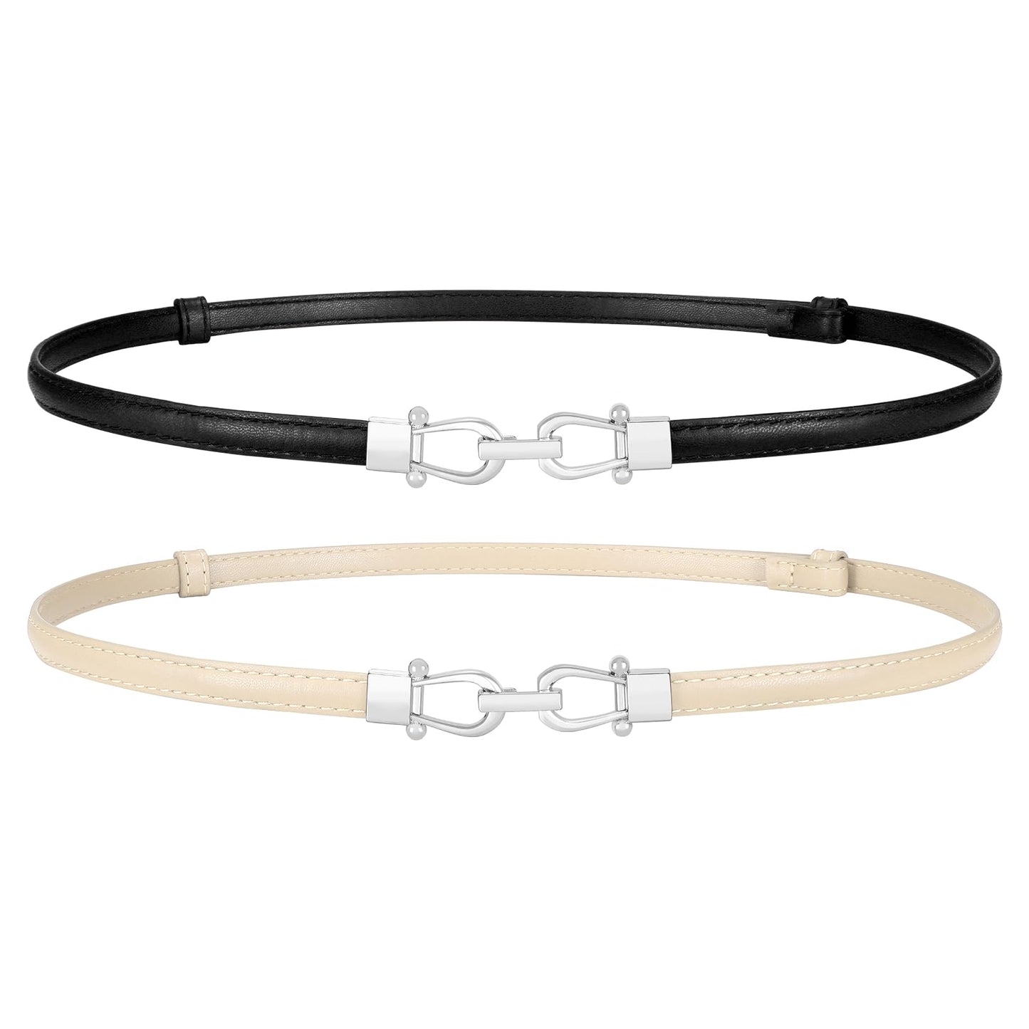 HOTWERFORU Women Classic Leather Belt With Square Gold Silver Buckle For Jeans Pants