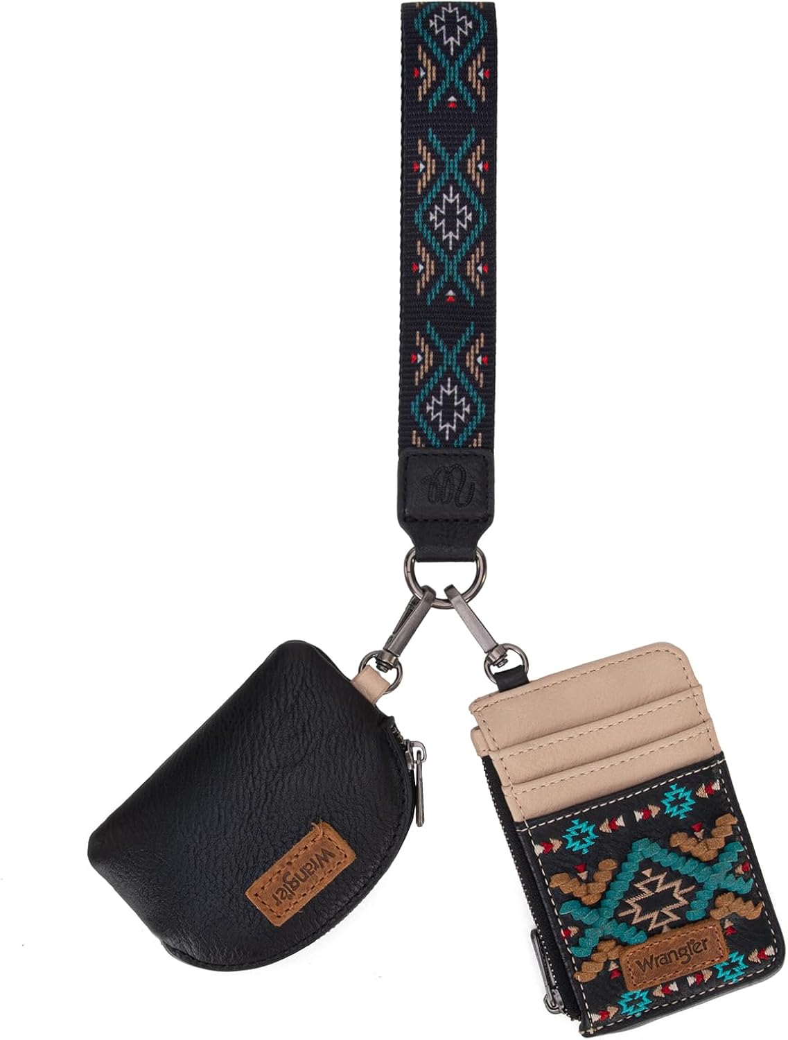 HOTWrangler Western Keychain Wristlet Wallets for Women Retro Dual Pouch Wristlet Credit Card Holder Wallet with Zipper Pocket WG2214-W0051BK