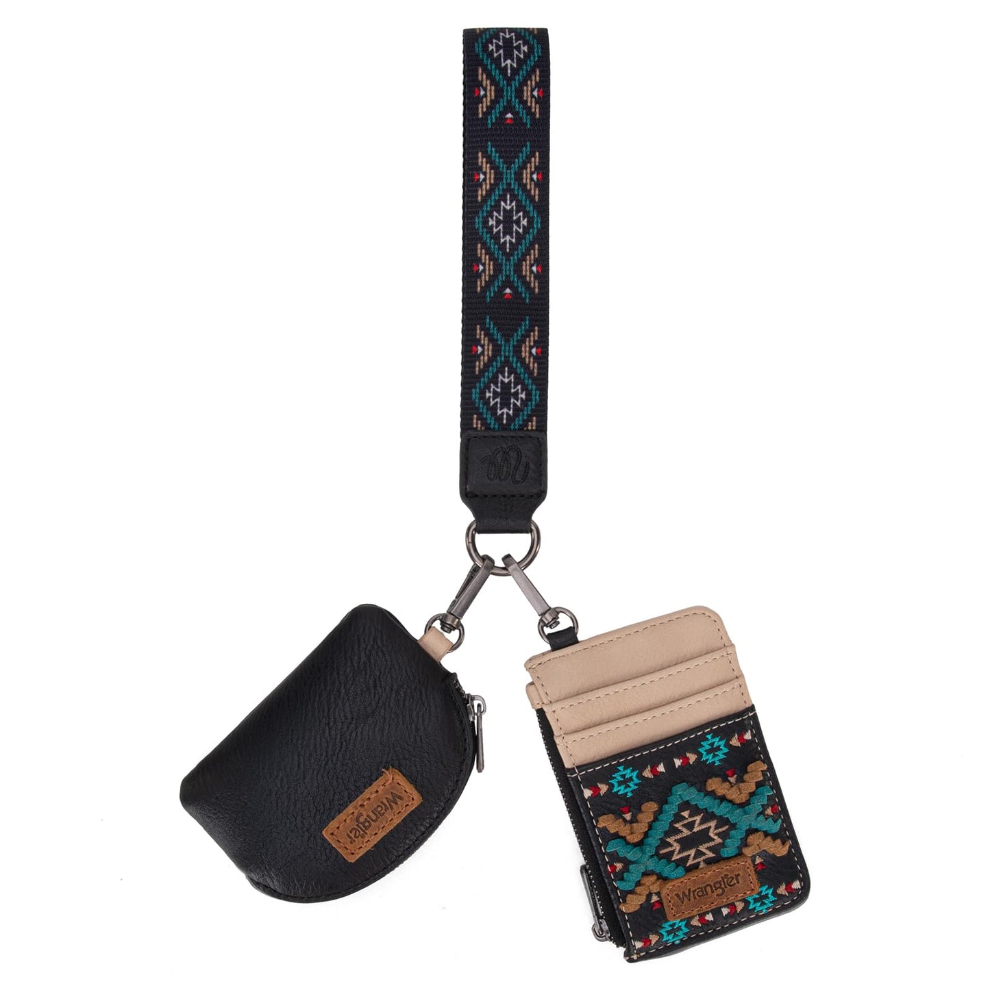 HOTWrangler Western Keychain Wristlet Wallets for Women Retro Dual Pouch Wristlet Credit Card Holder Wallet with Zipper Pocket WG2214-W0051BK