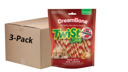 HOTDreamBone Twist Sticks Chews for Dogs, Treat Your Dog to Easy-to-Digest Rawhide-Free Chews Made with Real Vegetables and Chicken, 50 Count