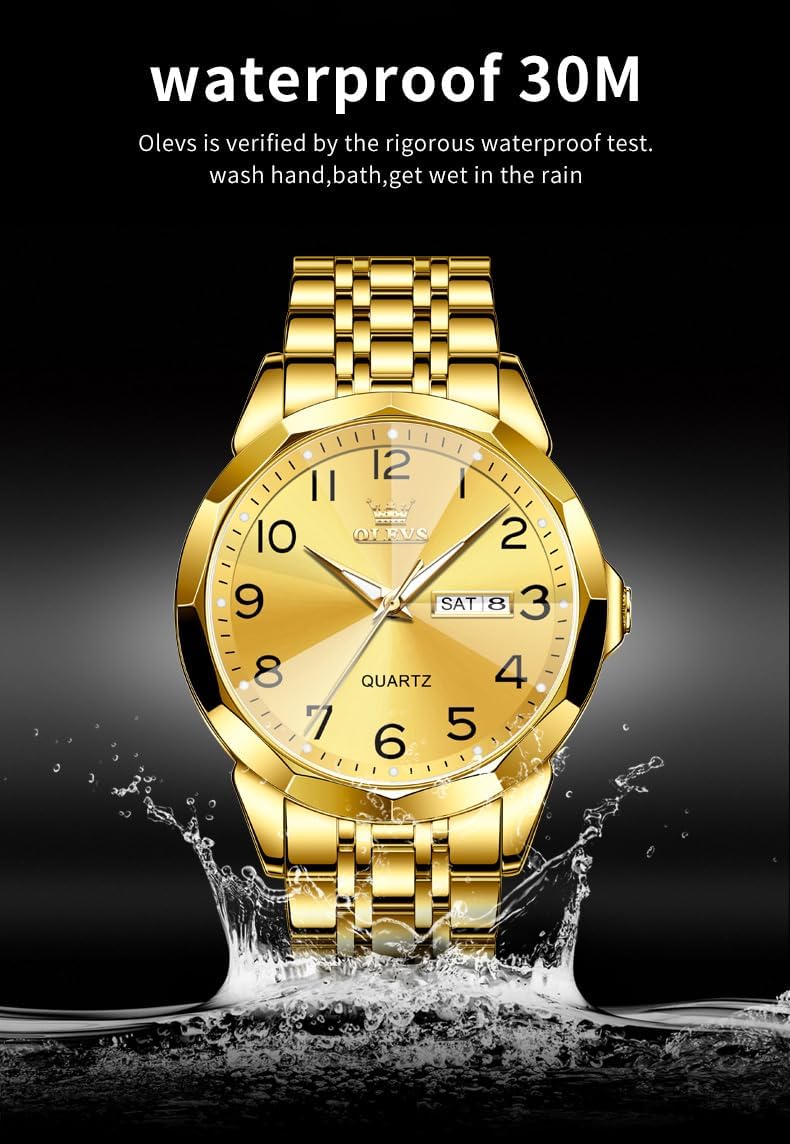 HOTOLEVS Watch for Men Simple Business Dress Analog Stainless Steel Waterproof Luminous Date Easy Read Men Wrsit Watch
